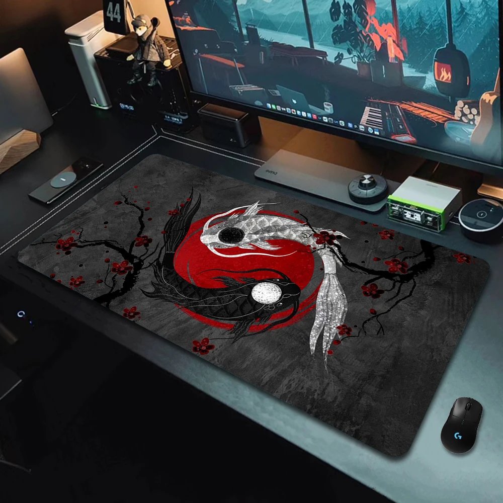 Gaming Mouse Pads Koi Taichi Neutral Table Mats Computer Mousepad Company Big Desk Pad 100x50cm Large Gamer Mousepads Mouse Mat