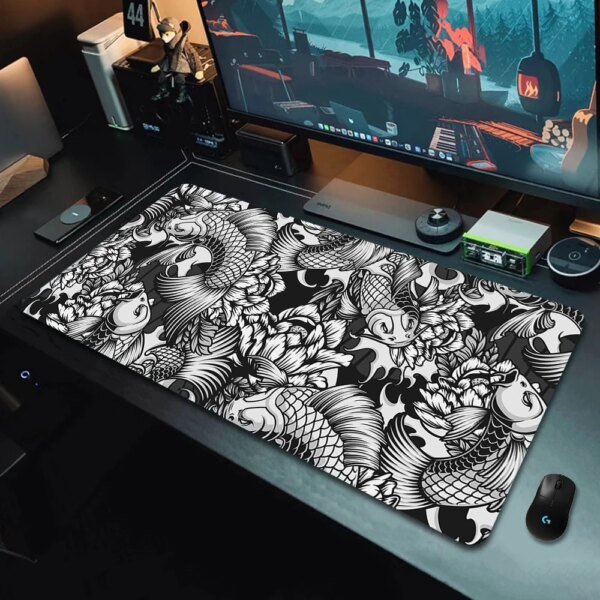 Gaming Mouse Pads Koi Taichi Neutral Table Mats Computer Mousepad Company Big Desk Pad 100x50cm Large Gamer Mousepads Mouse Mat - Image 5