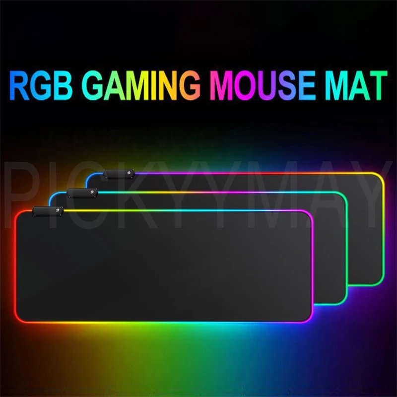 Neon Backlight Gaming Mousepad Cyberpunk  Desk Rug RGB Gamer Mousepads Mouse Pad LED Non-Slip Rubber Mouse Mats Keyboard Mat