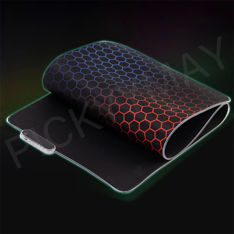 Neon Backlight Gaming Mousepad Cyberpunk  Desk Rug RGB Gamer Mousepads Mouse Pad LED Non-Slip Rubber Mouse Mats Keyboard Mat