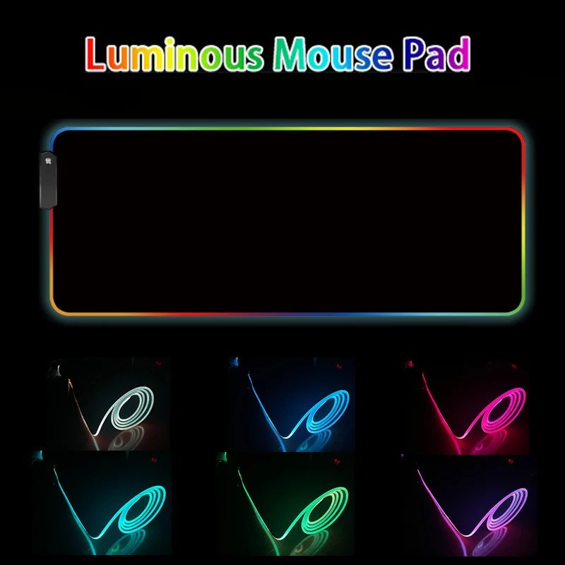 Neon Backlight Gaming Mousepad Cyberpunk  Desk Rug RGB Gamer Mousepads Mouse Pad LED Non-Slip Rubber Mouse Mats Keyboard Mat