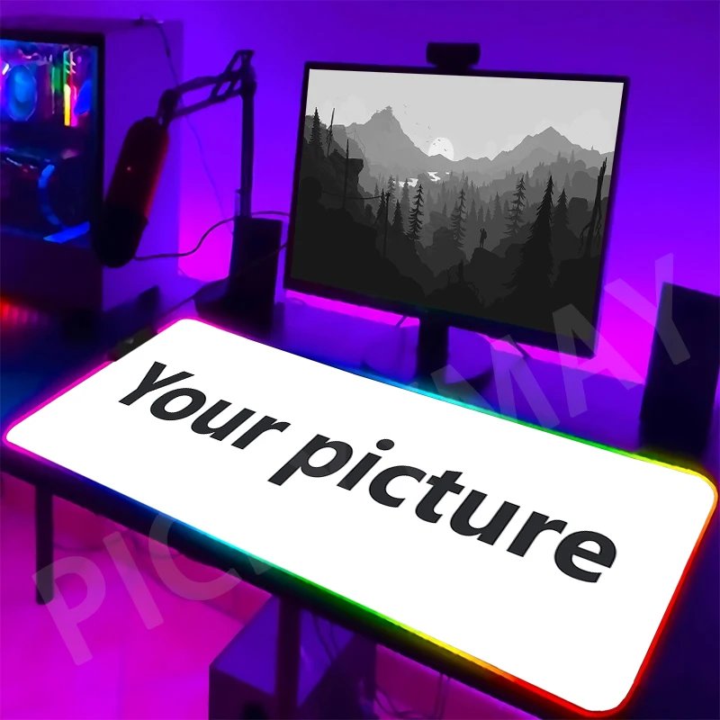 Neon Backlight Gaming Mousepad Cyberpunk  Desk Rug RGB Gamer Mousepads Mouse Pad LED Non-Slip Rubber Mouse Mats Keyboard Mat