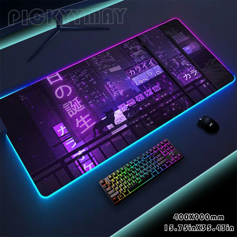 Neon RGB Mouse Pad Large Mousepads Penk Gamer Mousepad LED Desk Pad Mouse Mat Backlit Laptop Pads Luminous Keyboard Mats