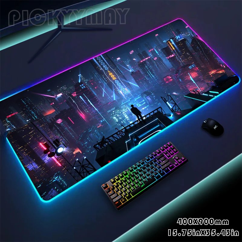 Neon RGB Mouse Pad Large Mousepads Penk Gamer Mousepad LED Desk Pad Mouse Mat Backlit Laptop Pads Luminous Keyboard Mats