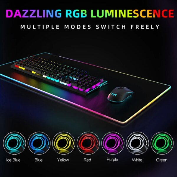 Neon RGB Mouse Pad Large Mousepads Penk Gamer Mousepad LED Desk Pad Mouse Mat Backlit Laptop Pads Luminous Keyboard Mats - Image 4