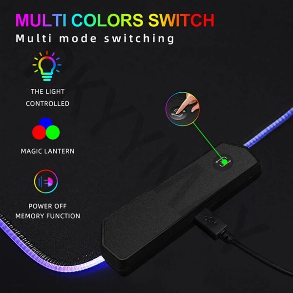 Neon RGB Mouse Pad Large Mousepads Penk Gamer Mousepad LED Desk Pad Mouse Mat Backlit Laptop Pads Luminous Keyboard Mats - Image 5