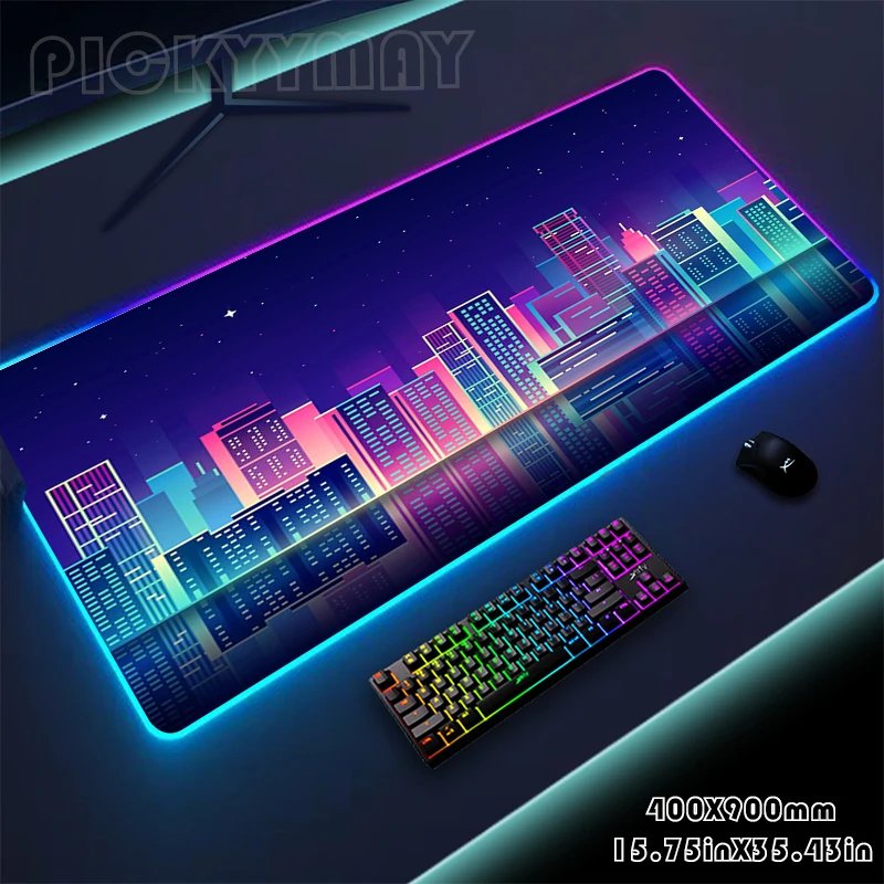 Neon RGB Mouse Pad Large Mousepads Penk Gamer Mousepad LED Desk Pad Mouse Mat Backlit Laptop Pads Luminous Keyboard Mats