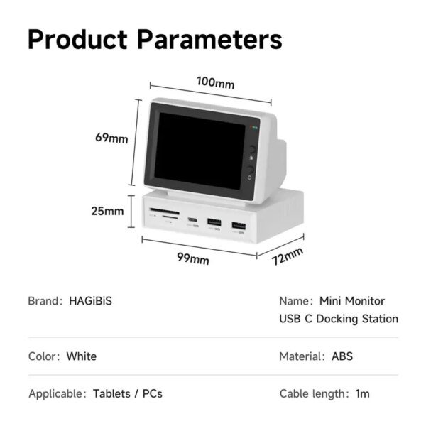 Hagibis 3.5inch IPS Mini Screen AIDA64 Mini PC CPU RAM HDD Data Monitor Display Sub Screen with USB C Hub for Laptop PC MacBook - Image 6