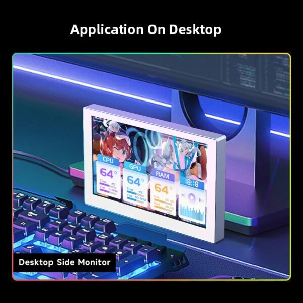 New 5 Inch IPS USB Secondary Screen 7" 1024x600 Type-C LCD Computer Hardware Monitor Music Spectrum Analysis Display No AIDA64 - Image 6
