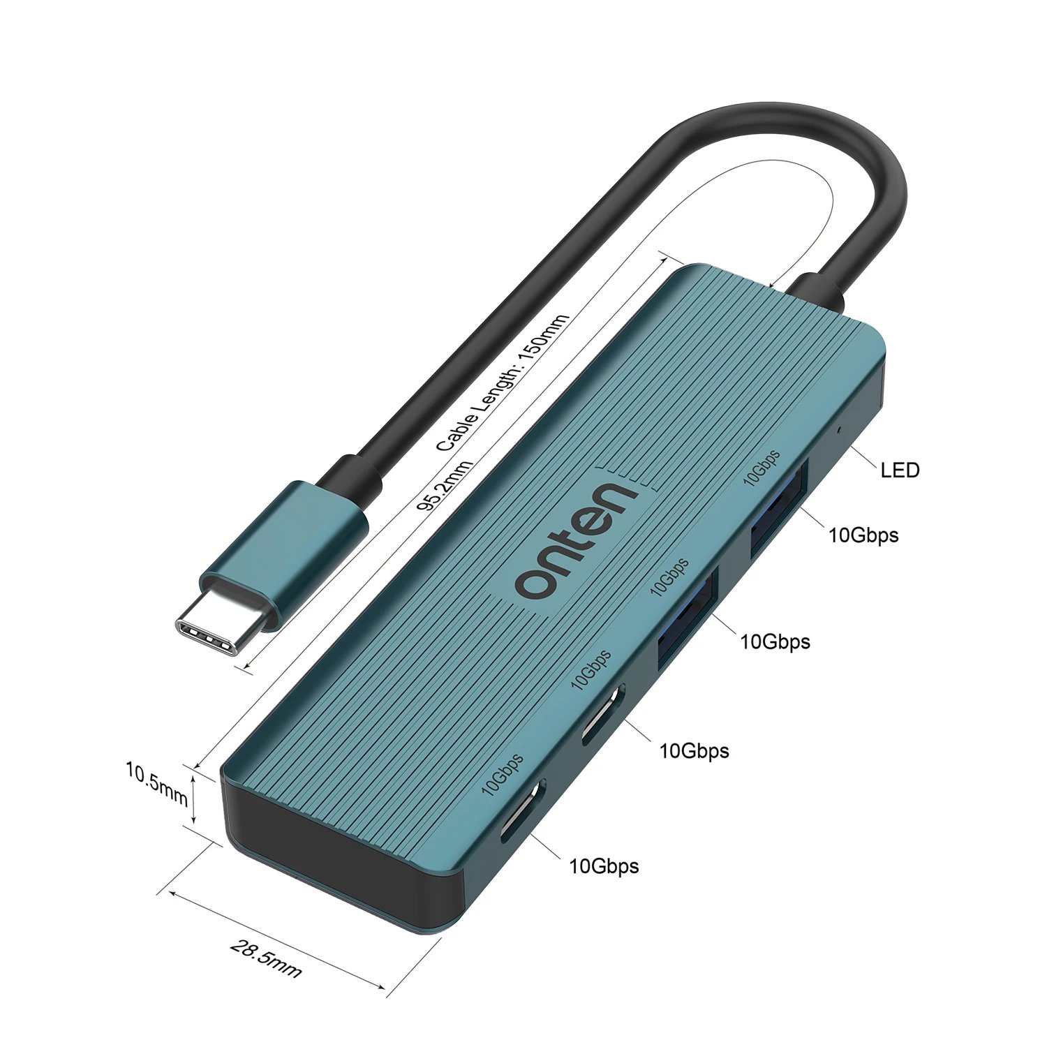 ONTEN OTN-UC622 USB-C 4-port USB 3.2 Gen 2 10G Hub With 2 USB-C Interfaces And 2 USB- A Interfaces