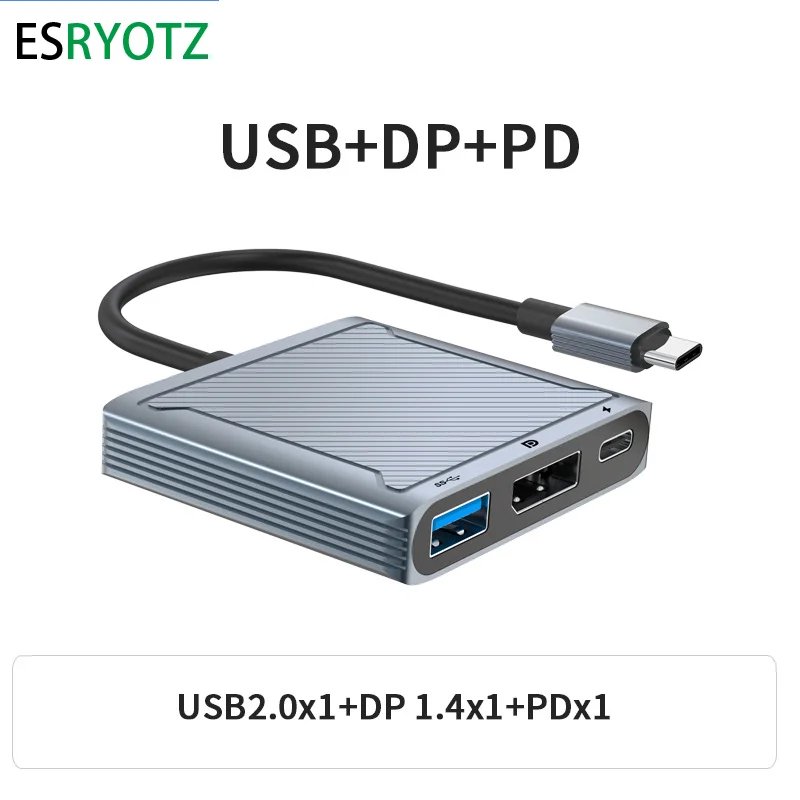 8K 60Hz USB C to Displayport 144Hz hud Thundrbolt USB-C to DP 3 in 1 Hub dock cable Type C to DisplayPort 1.4 cable for Mackbook