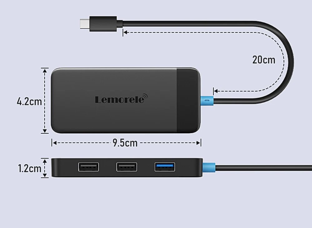 Lemorele TC122 USB C HUB Dual HDMI 4K Docking Station USB 3.0 PD 100W Type C Port for Macbook iPad M2 M1 Steam Deck