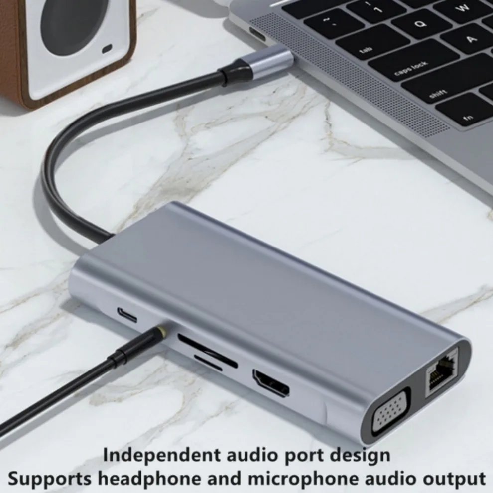 11 In 1 USB C Hub For Macbook Air Pro Compatible 4K Type C To HDMI VGA USB 3.0 2.0 Rj45 With PD 100W TF SD 3.5mm Aux Type C Hub