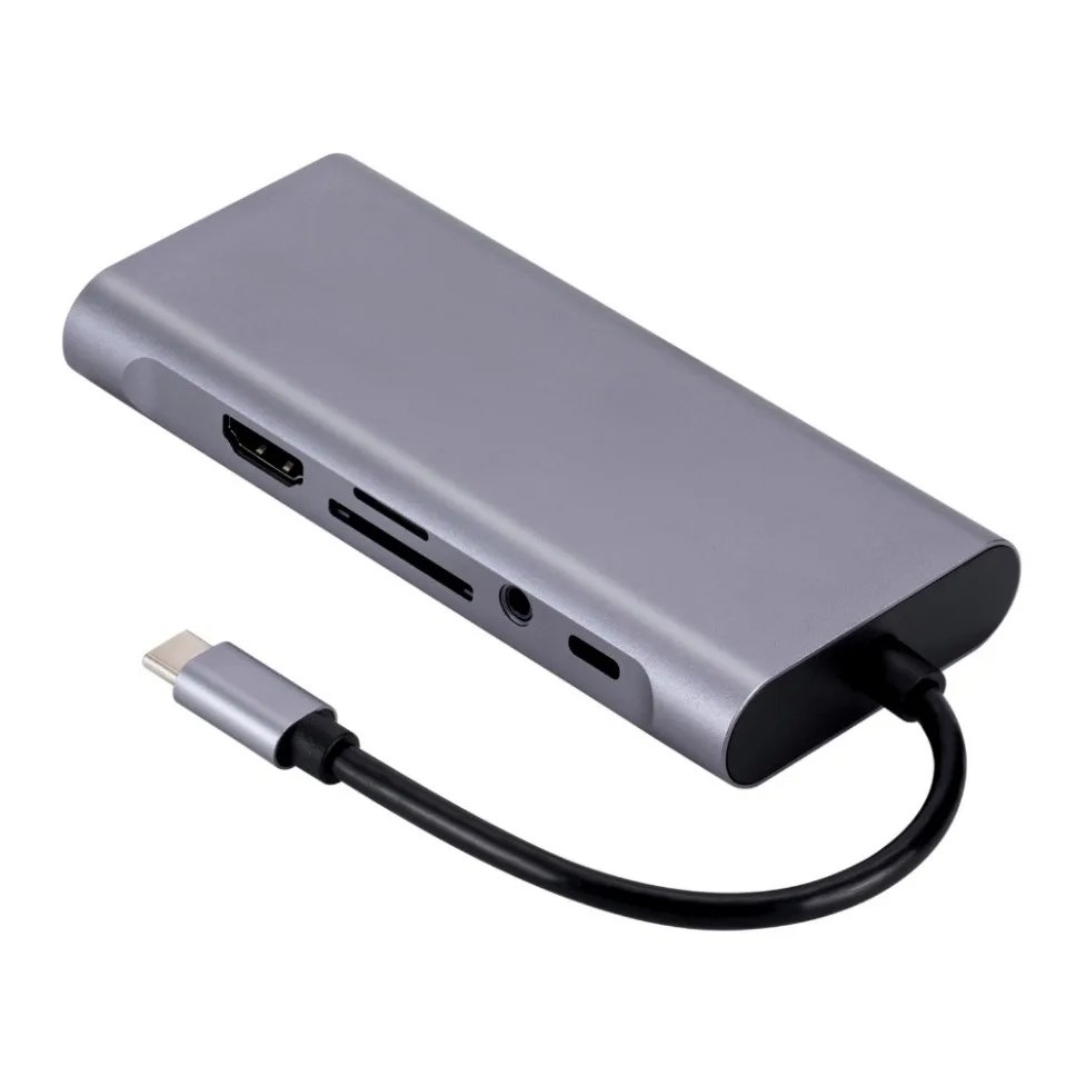 Grwibeou 11-IN-1 USB-C 3.0 HUB 4K Type C to HDMI/VGA USB 3.0 Adapter Type C HUB Dock PD 87W USB-C Splitter for MacBook Pro Air