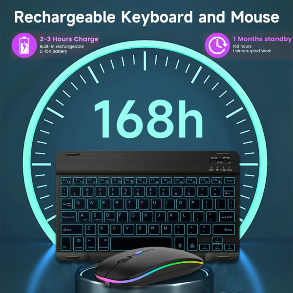 Wireless Bluetooth Keyboards For Android iOS Windows Mini Backlight Keyboard For Apple Xiaomi Samsung Tablet Keyboard and Mouse - Image 3