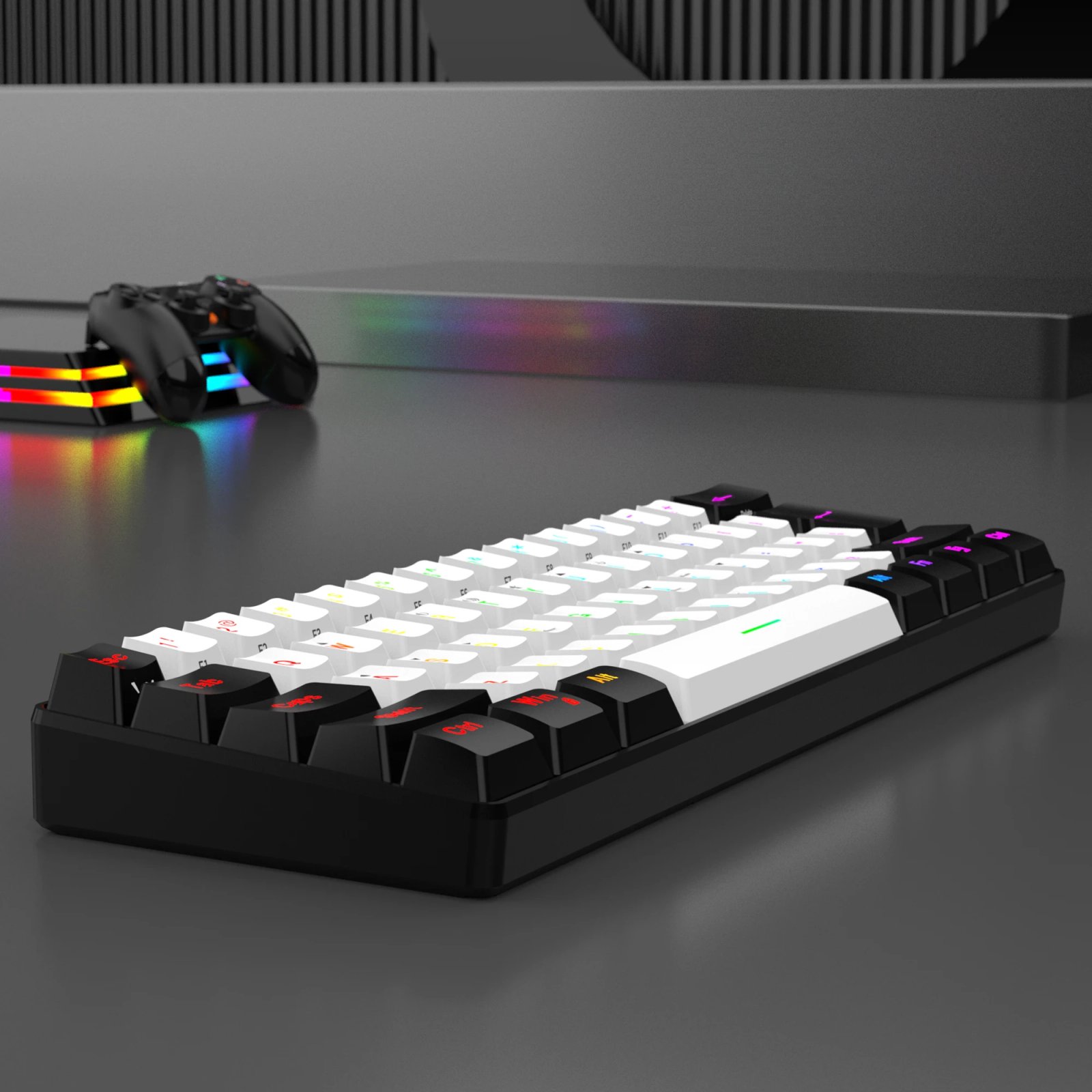 60% wired gaming keyboard, RGB backlight ultra compact mini keyboard, waterproof small compact 61 key keyboard for pc/Mac gamers