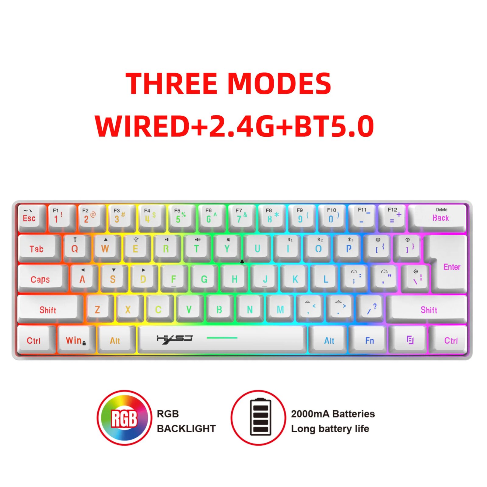 L500 Wired/Wireless Gaming Keyboard 61 Keys With Dynamic RGB Backlight For PC Laptop Gamer