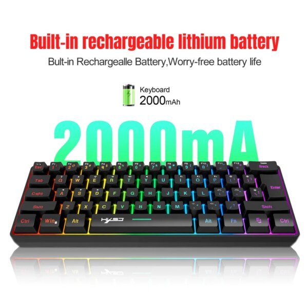 L500 Wired/Wireless Gaming Keyboard 61 Keys With Dynamic RGB Backlight For PC Laptop Gamer - Image 3