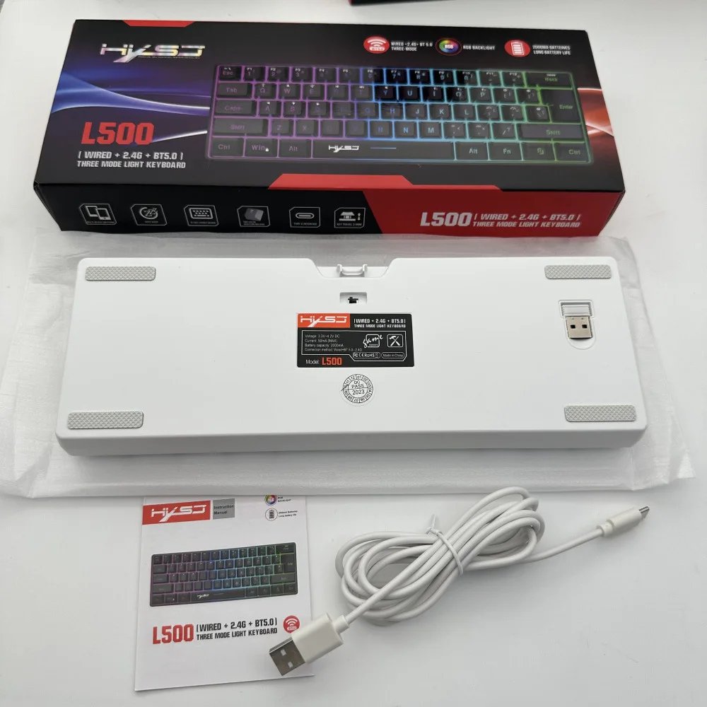 L500 Wired/Wireless Gaming Keyboard 61 Keys With Dynamic RGB Backlight For PC Laptop Gamer