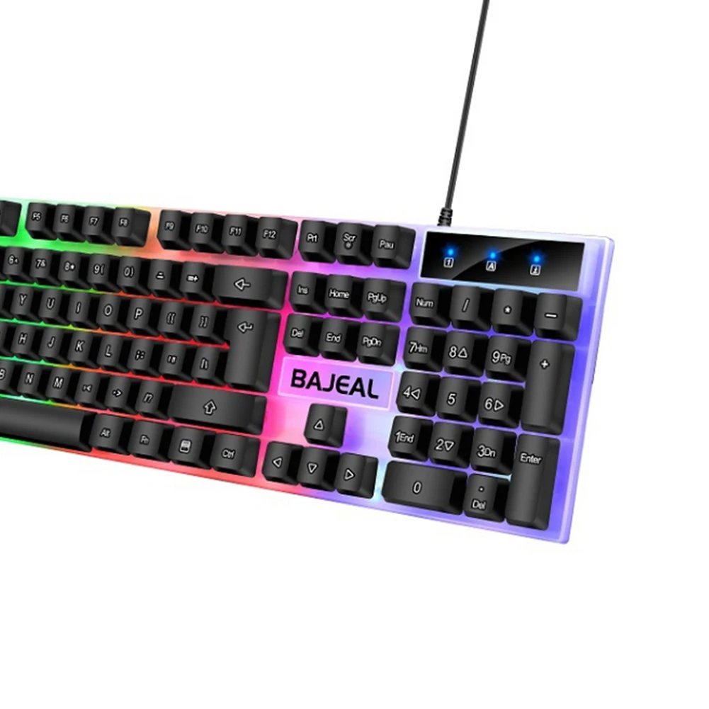 RGB Gaming Keyboard 98 Keys Mechanical Keyboard Colorful Lighting Gaming USB Wired Keyboard Backlit Key Caps for Laptop PC Gamer