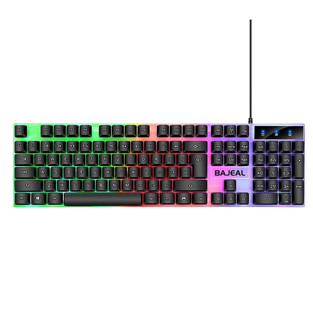 RGB Gaming Keyboard 98 Keys Mechanical Keyboard Colorful Lighting Gaming USB Wired Keyboard Backlit Key Caps for Laptop PC Gamer