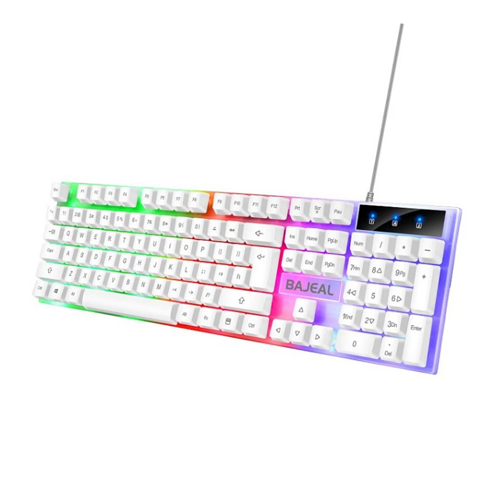 RGB Gaming Keyboard 98 Keys Mechanical Keyboard Colorful Lighting Gaming USB Wired Keyboard Backlit Key Caps for Laptop PC Gamer