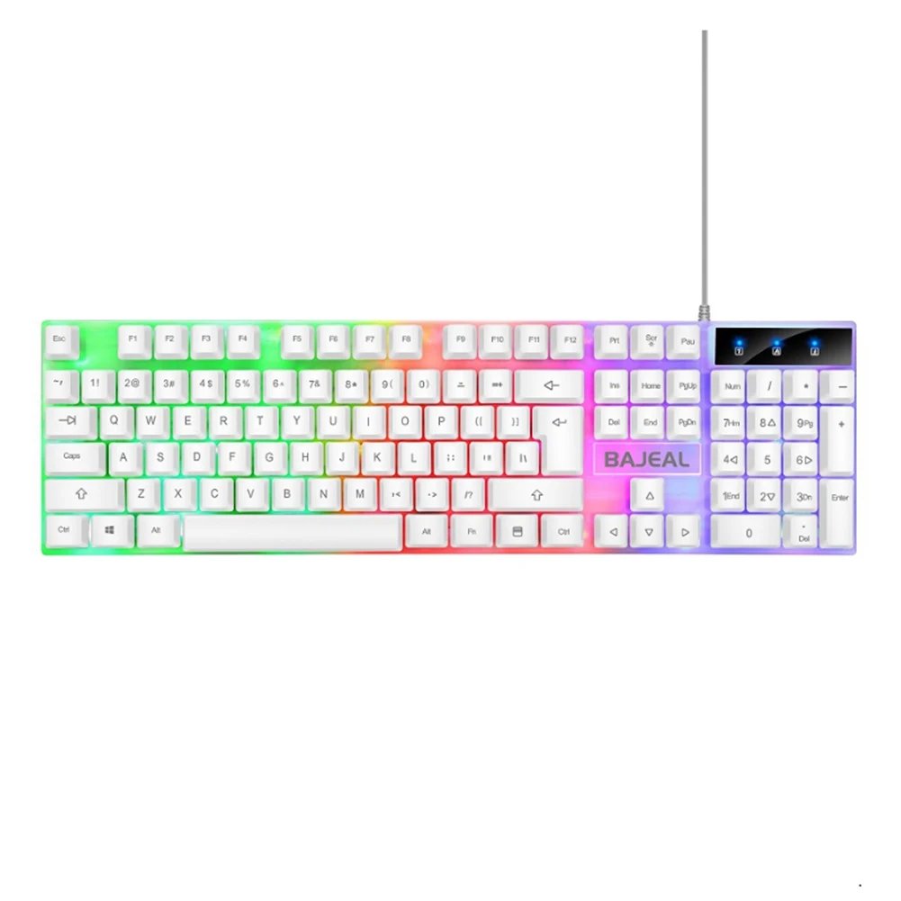 RGB Gaming Keyboard 98 Keys Mechanical Keyboard Colorful Lighting Gaming USB Wired Keyboard Backlit Key Caps for Laptop PC Gamer