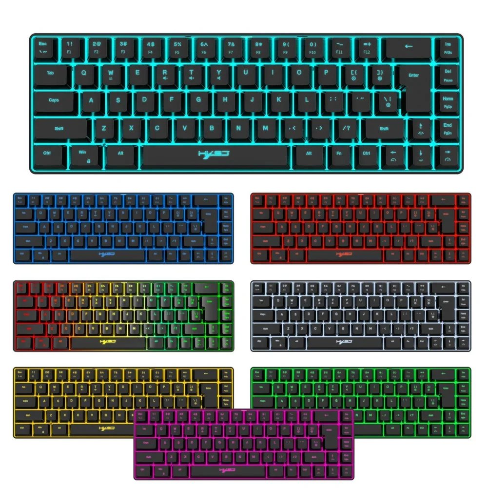 V200 Portable Gaming Keyboard RGB Colorful Backlit Keyboard 68 Keys Silence Keyboard Mechanical Wired Keyboards