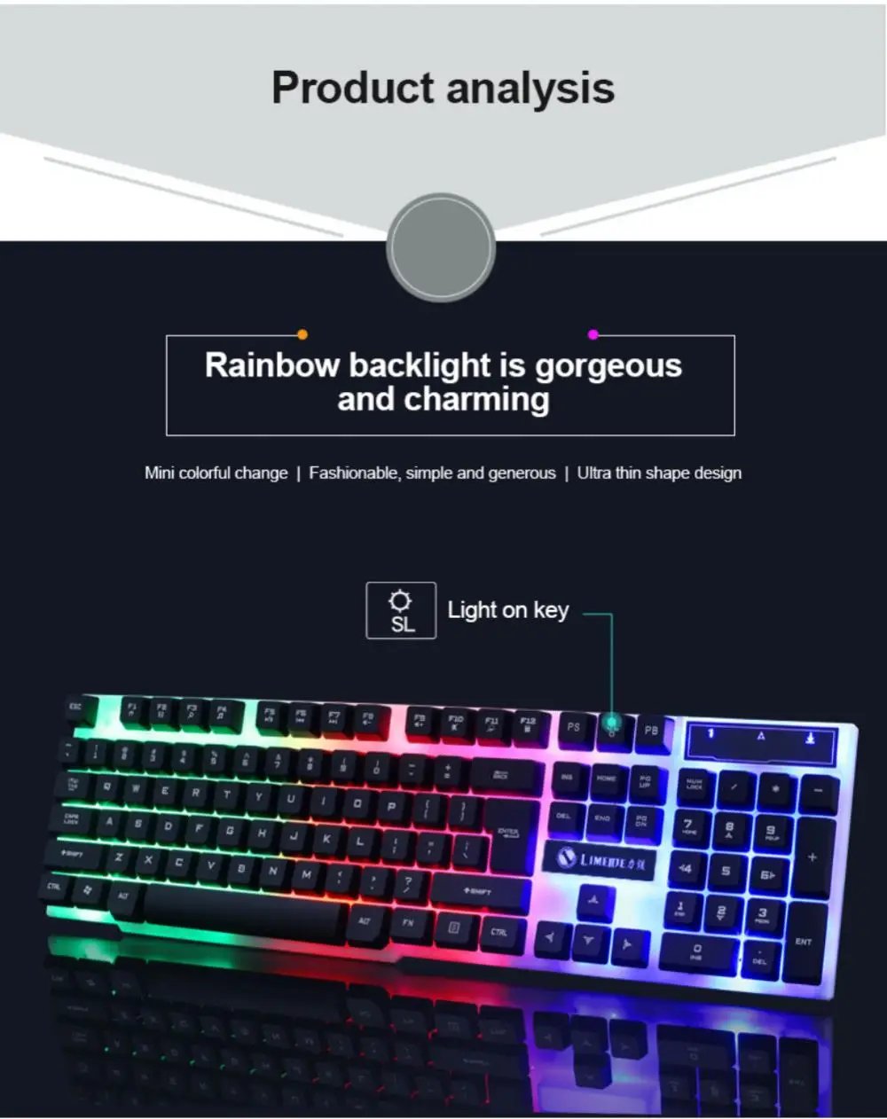 Keyboard Mechanical Wired Gaming Colorful Backlit Mechanical Medium Board Single Keyboard Gamer Keyboard For PC Laptop