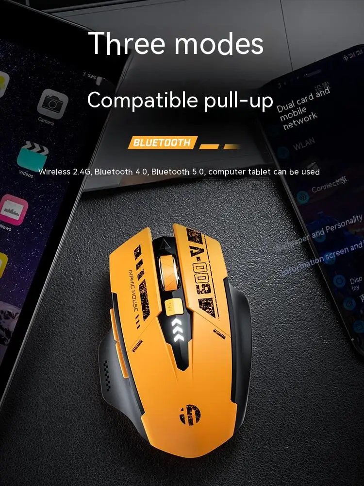 Inphic A9 2.4G Bluetooth wireless silent mouse mecha style mechanical feel For Pc Gamer Office Computer Laptop Accessories Ma