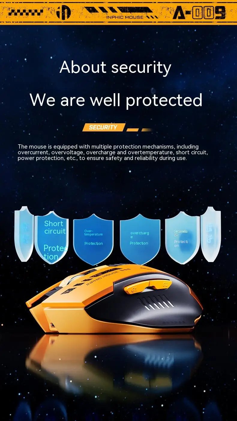 Inphic A9 2.4G Bluetooth wireless silent mouse mecha style mechanical feel For Pc Gamer Office Computer Laptop Accessories Ma