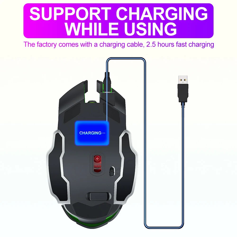 Wireless Mouse Charging Gaming Mouse Mute Backlit Mouse Mechanical Ergonomic Optical Computer Accessories for Pc Laptop