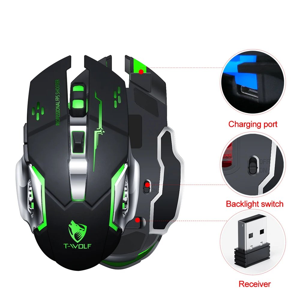 Wireless Mouse Charging Gaming Mouse Mute Backlit Mouse Mechanical Ergonomic Optical Computer Accessories for Pc Laptop