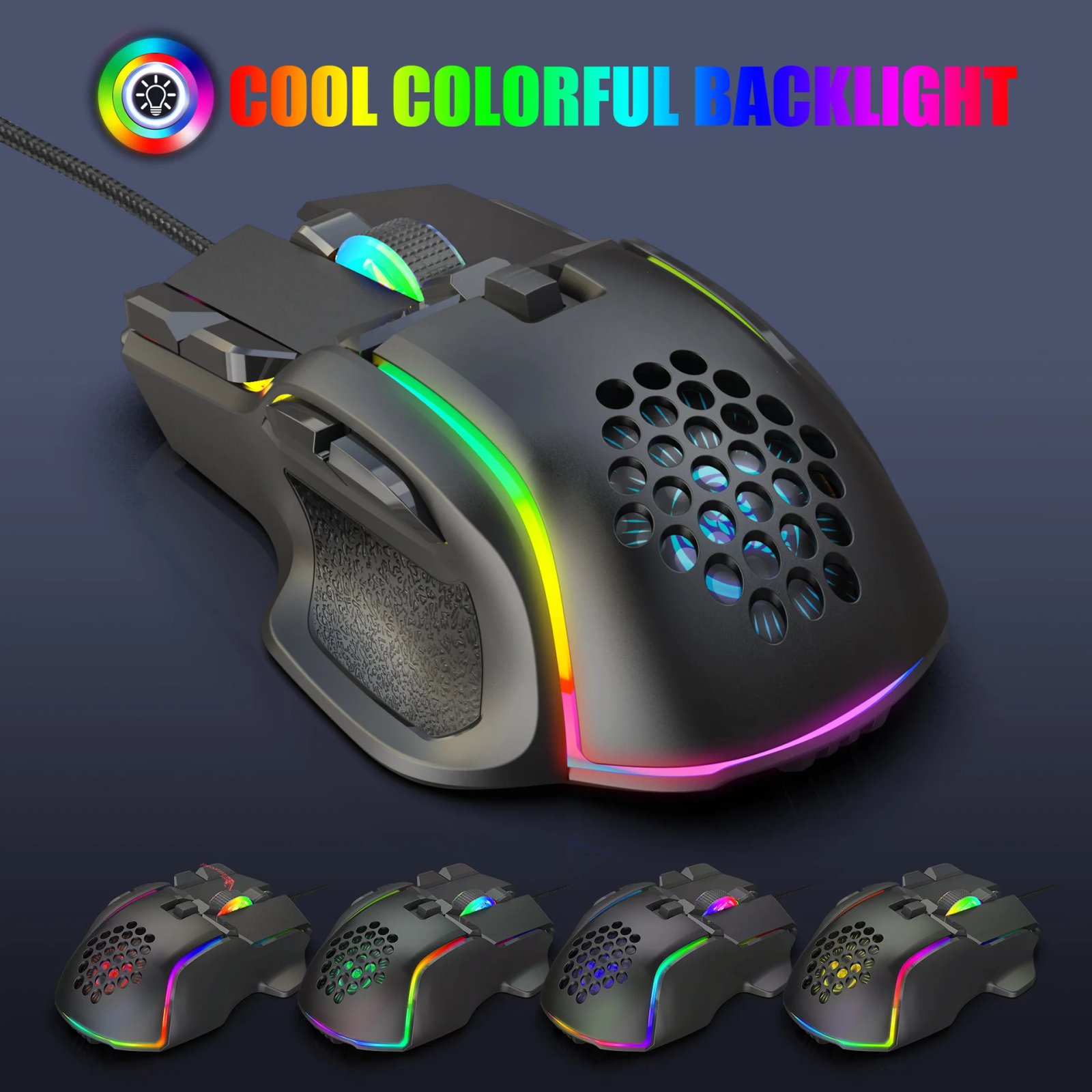 10 Buttons 12800 DPI USB Gaming Mechanical Mouse RGB Backlit Computer Gamer Programmable Wired Mice For Laptop PC Desktop