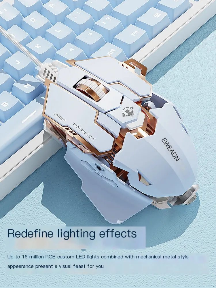 Mechanical Esports Wired Mouse Metal Macro Programming Gaming Mouse 12800 DPI 9D Mute Mause for Desktop Computer Laptop