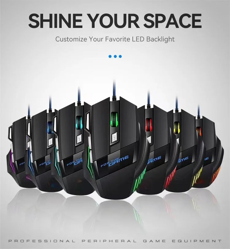 X8 Mechanical Wired Gaming Mouse  7 Keys Wired Ergonomic Mouse RGB Backlit Glowing USB 800/1200/ 1600/ 3200 Dpi Gaming Mouse