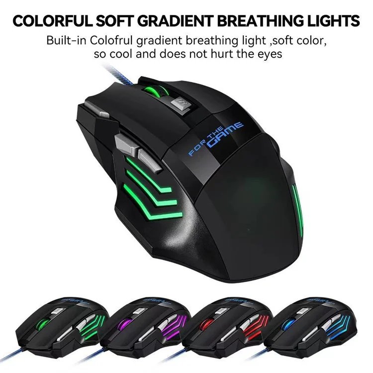 X8 Mechanical Wired Gaming Mouse  7 Keys Wired Ergonomic Mouse RGB Backlit Glowing USB 800/1200/ 1600/ 3200 Dpi Gaming Mouse