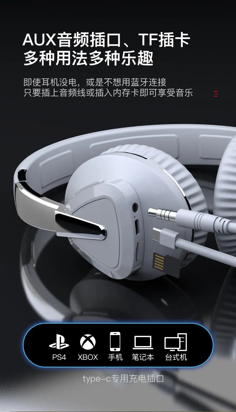 XIAOMI H3 Wireless Headphones Foldable HIFI Headset Noise Cancelling Earphone with 3.5 Audio cable For computer Mic USB Earbuds