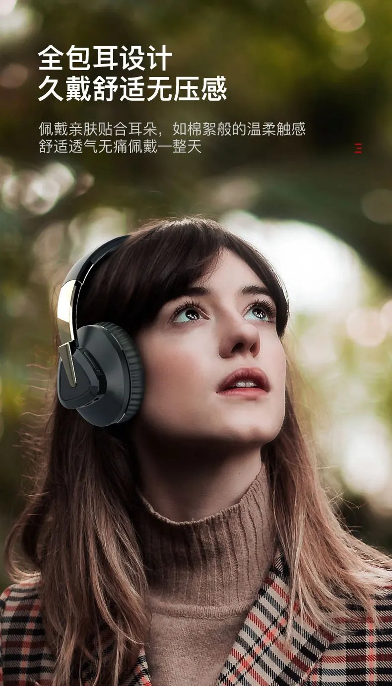 XIAOMI H3 Wireless Headphones Foldable HIFI Headset Noise Cancelling Earphone with 3.5 Audio cable For computer Mic USB Earbuds