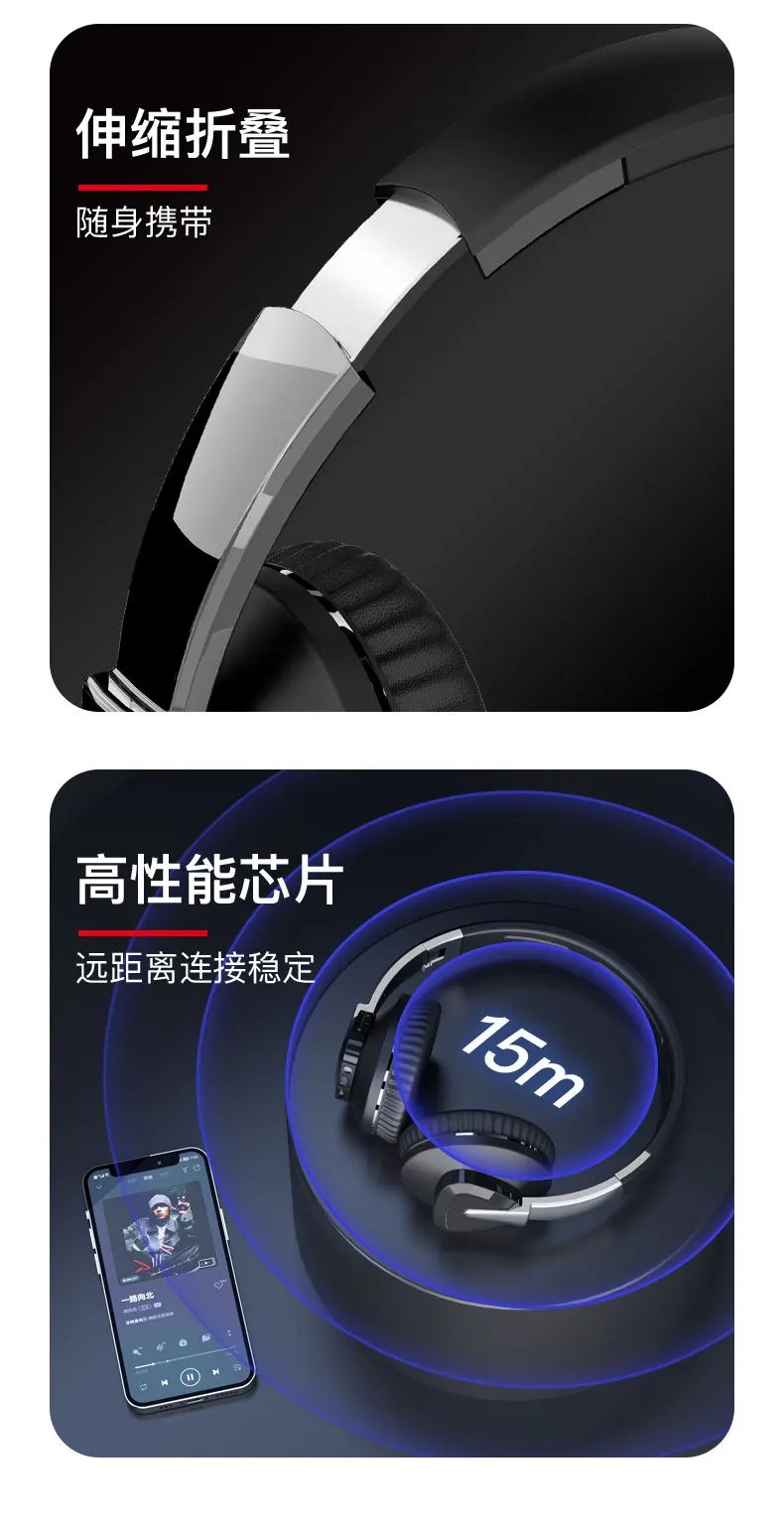 XIAOMI H3 Wireless Headphones Foldable HIFI Headset Noise Cancelling Earphone with 3.5 Audio cable For computer Mic USB Earbuds