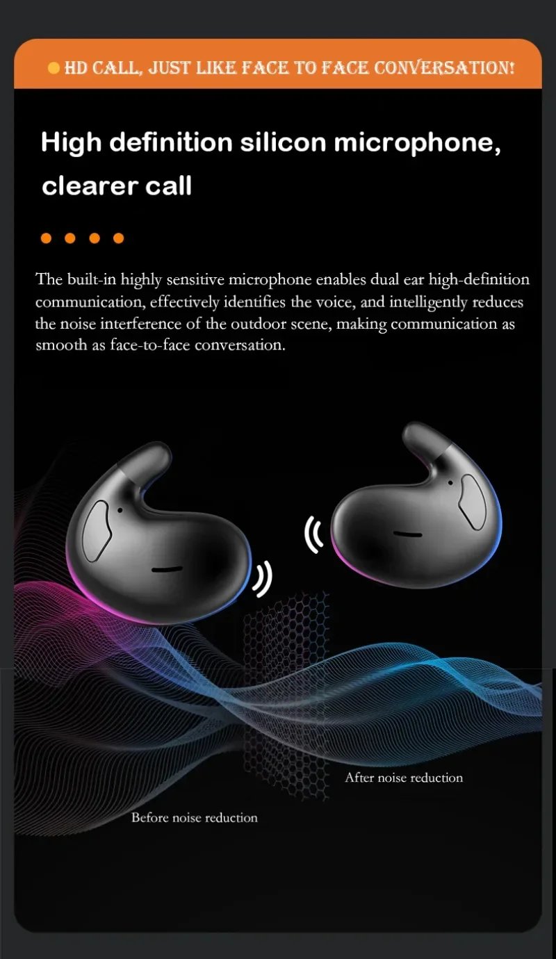 Xiaomi Sleep Invisible Earbuds Bluetooth 5.3 Tiny Headphones Sports Stereo Earphone Hidden Noise Cancelling Wireless Headsets