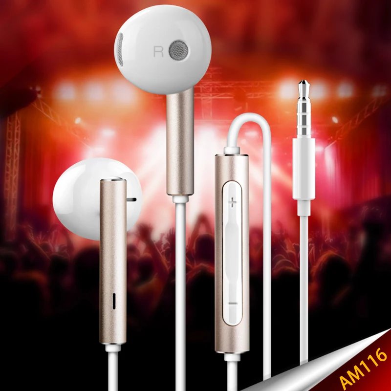 HUAWEI AM116 In ear Earphones with Mic and Metal Volume Control Noise-Cancelling High-Definition Audio Calls for HUAWEI Honor