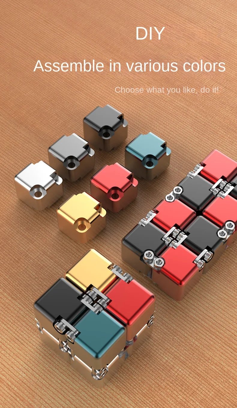 Stress Relief Toy Metal DIY Infinite Magic Cube Upgraded Disassembled Assembled Block Fidget Toy for Kid Adults Cubo Antiestres