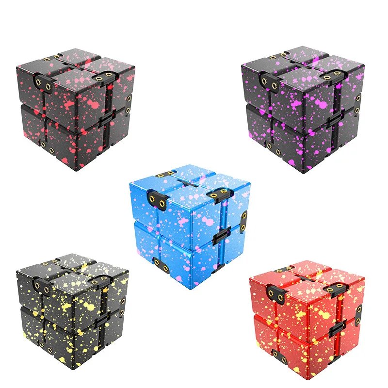 Metal Infinity Cube Anti Stress Aluminum Alloy Easy Play Office Flip Cubic Fidget Toy Gift for Kid Adults Autism Anxiety Relief