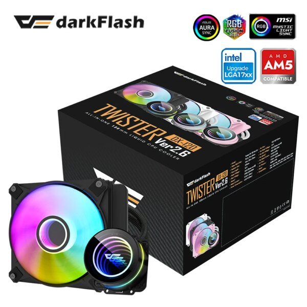 Darkflash 120mm Infinity Liquid CPU Cooler Space 4 Pin Pwm 3 Pin 5V Sync for Intel and Amd