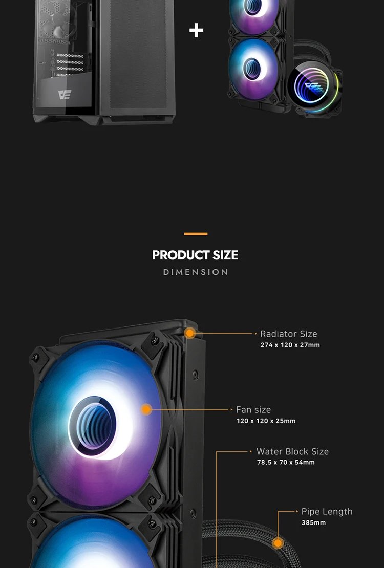 Darkflash 120mm Infinity Liquid CPU Cooler Space 4 Pin Pwm 3 Pin 5V Sync for Intel and Amd