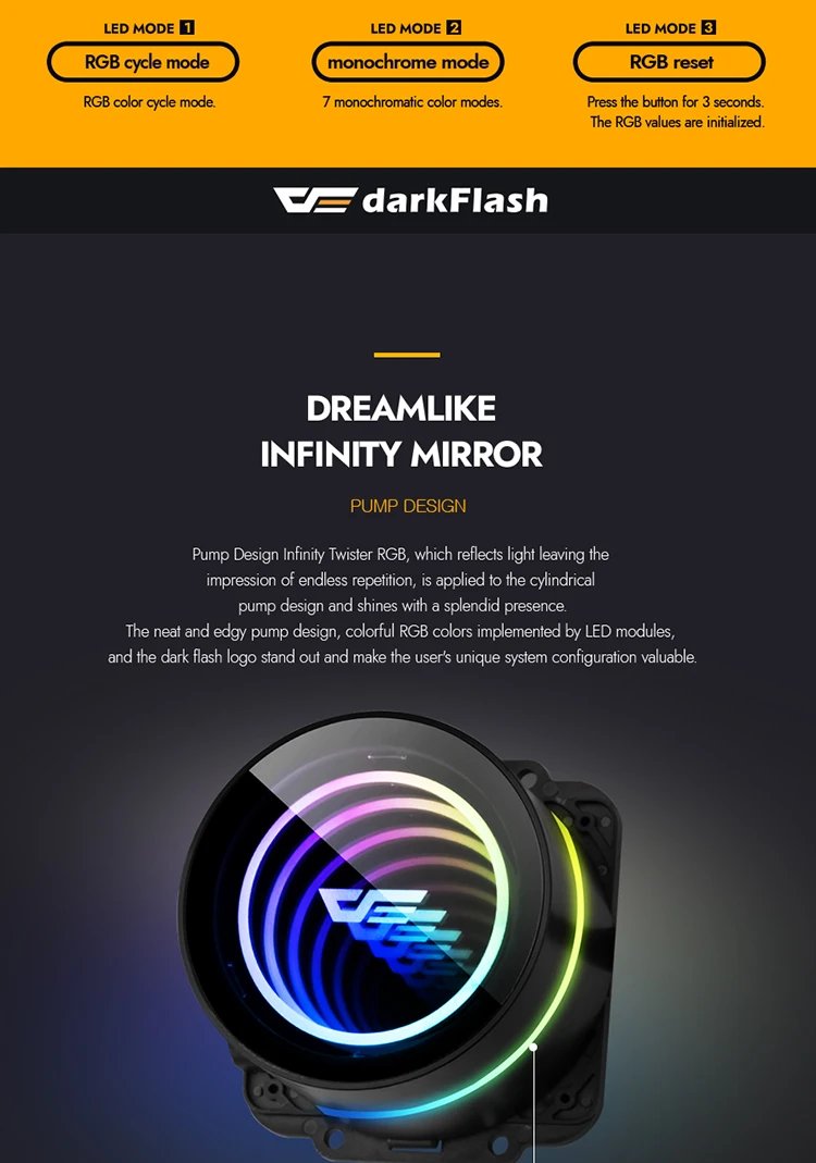 Darkflash 120mm Infinity Liquid CPU Cooler Space 4 Pin Pwm 3 Pin 5V Sync for Intel and Amd