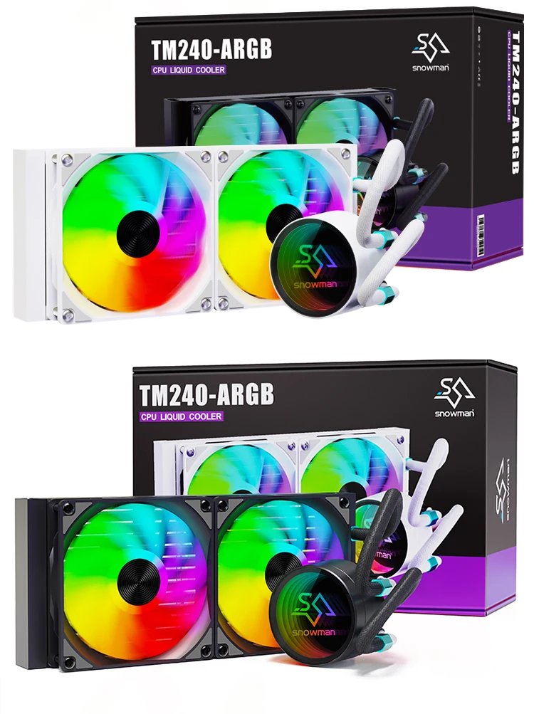 SNOWMAN 240mm Water Cooler CPU liquid Cooling computer PC Heatsink RGB ARGB fan Radiator LGA 1700 1200 1151 X79 X99 2011 AM4 AM5