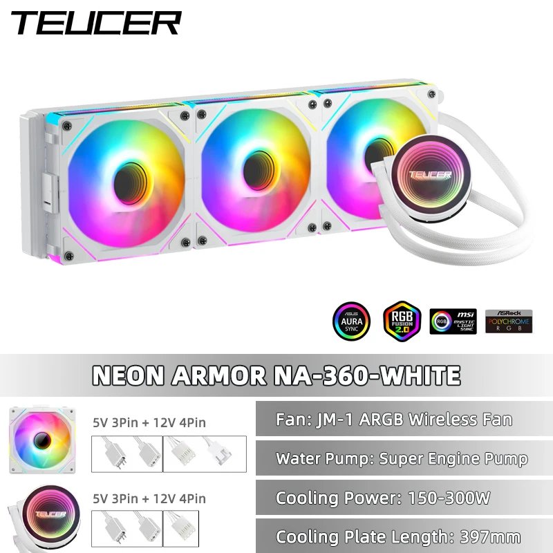 TEUCER CPU Water Cooler With JM-1 Fan All In One CPU Liquid Cooling 240mm/360mm ARGB Water-Cooled Radiator for X99 Motherboard