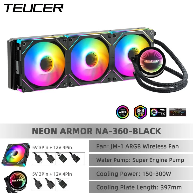 TEUCER CPU Water Cooler With JM-1 Fan All In One CPU Liquid Cooling 240mm/360mm ARGB Water-Cooled Radiator for X99 Motherboard